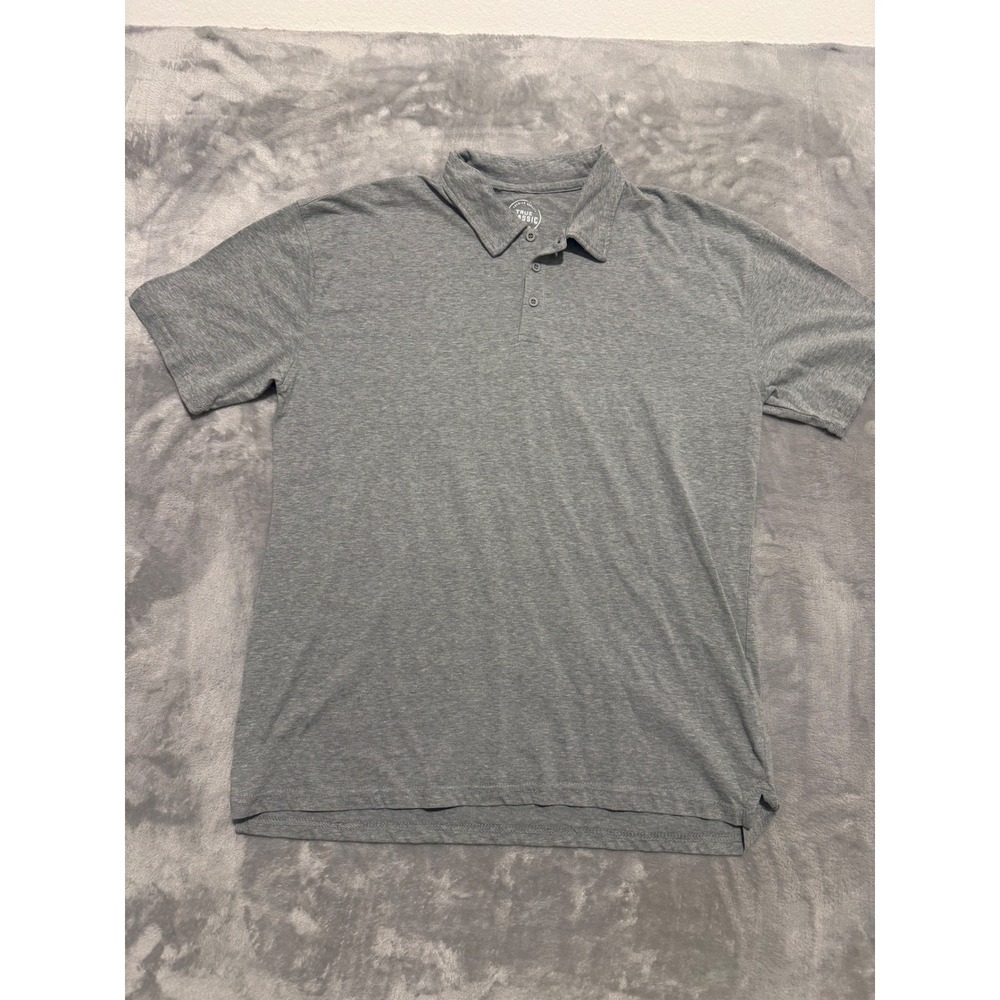 True Classic Polo Shirt Mens XL Gray Short Sleeve Cotton Blend Casual 3674